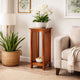 Flower Stand | Wood | 30" | Bottom Shelf | Slatted Sides | Brown