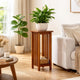 Flower Stand | Wood | 30" | Bottom Shelf | Slatted Sides | Brown