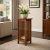 Flower Stand | Wood | 25" | Slatted Sides | Bottom Shelf | Brown