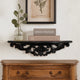 Wall Shelf | Hand Carved Moonbay | Floral Design | Black