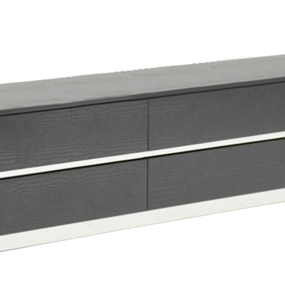 4 Drawers and 2 Doors Wooden TV Stand with Floating Plinth Base Black By Casagear Home BM210516