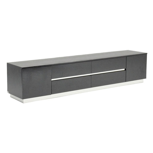 TV Stand | 4 Drawers | 2 Doors | Floating Plinth Base | Black