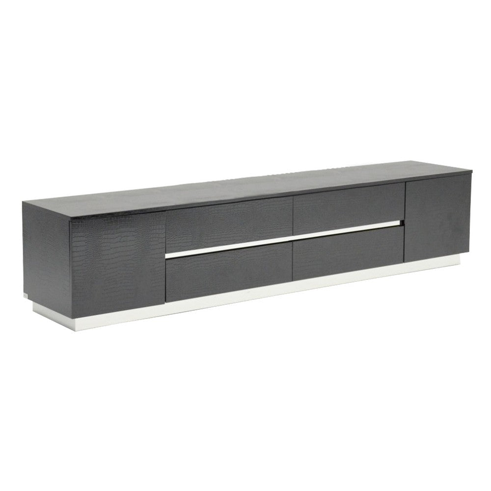 TV Stand | 4 Drawers | 2 Doors | Floating Plinth Base | Black