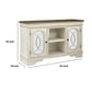 2 Cabinet Wooden TV Stand with Adjustable Shelves Large White and Brown By Casagear Home BM210626