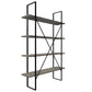 72" 4-Tier Bookcase with X-Back Support, Black and Gray By Casagear Home
