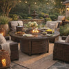 Fire Pit Table | 48" Round | Handwoven Resin Wicker | Brown