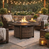 Fire Pit Table | 48" Round | Handwoven Resin Wicker | Brown