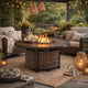 Fire Pit Table | 48" Round | Handwoven Resin Wicker | Brown