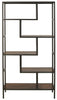 70" 5-Shelf Metal Frame Bookcase, Brown and Black By Casagear Home