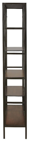 Ashley 5 Shelves Asymmetric Design Bookcase with Metal Frame Brown and Black BM210649
