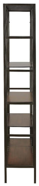 Ashley 5 Shelves Asymmetric Design Bookcase with Metal Frame Brown and Black BM210649