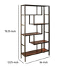 Ashley 5 Shelves Asymmetric Design Bookcase with Metal Frame Brown and Black BM210649