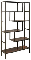 Ashley 5 Shelves Asymmetric Design Bookcase with Metal Frame Brown and Black BM210649