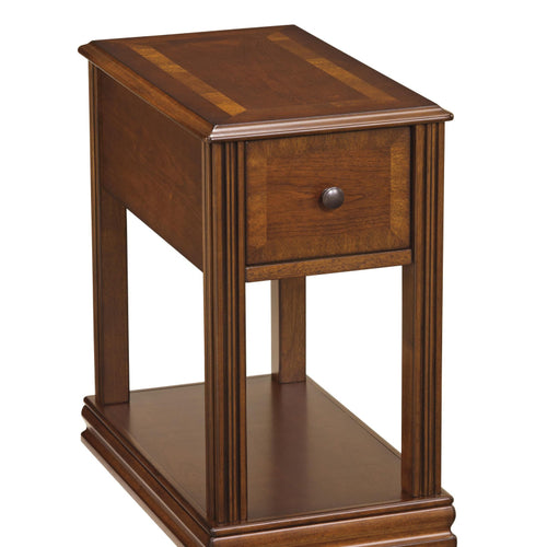 End Table | Chair Side | 1 Drawer | Open Bottom Shelf | Brown