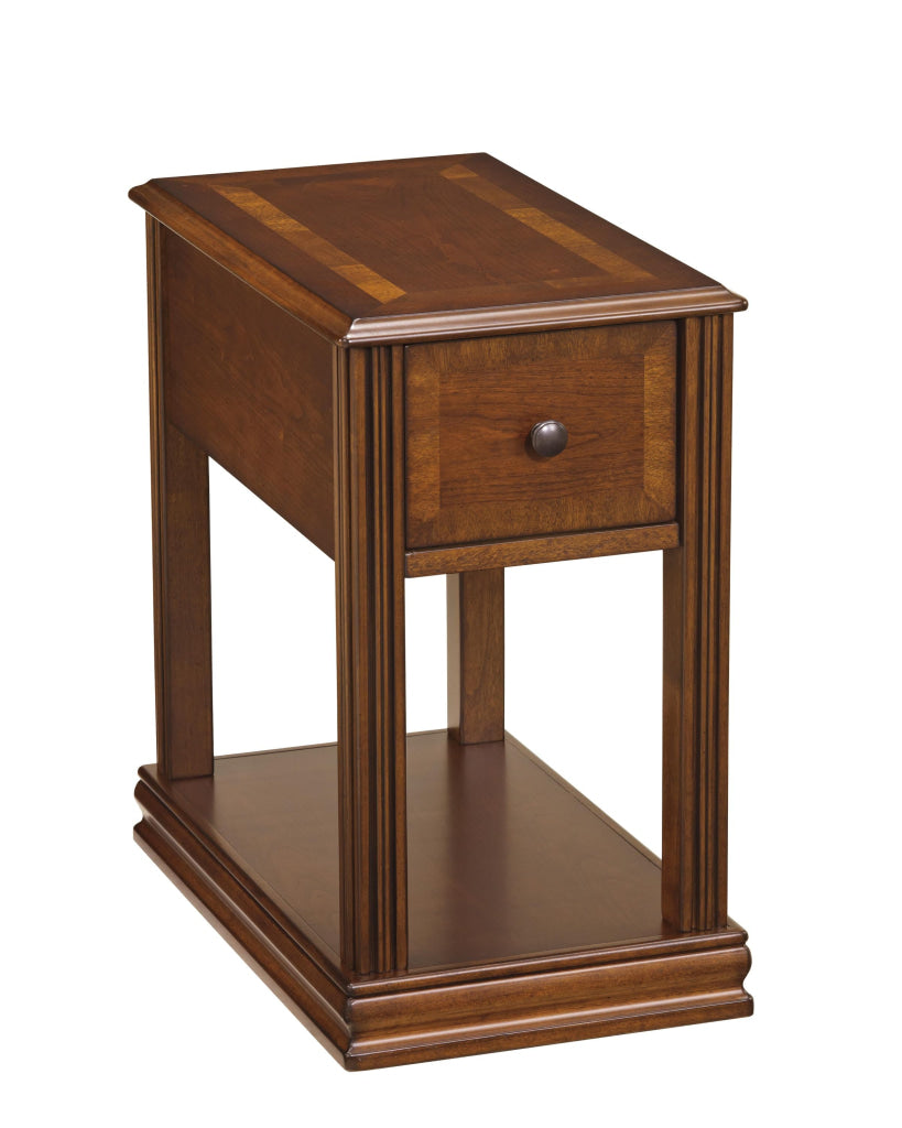 End Table | Chair Side | 1 Drawer | Open Bottom Shelf | Brown