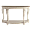 Crescent Moon Wooden Sofa Table with Engraved Details Brown and White By Casagear Home BM210700