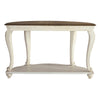 Crescent Moon Wooden Sofa Table with Engraved Details Brown and White By Casagear Home BM210700