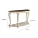 Crescent Moon Wooden Sofa Table with Engraved Details Brown and White By Casagear Home BM210700
