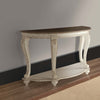 Crescent Moon Wooden Sofa Table with Engraved Details Brown and White By Casagear Home BM210700