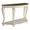 Ashley Crescent Moon Wooden Sofa Table with Engraved Details, Brown and White