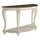 Ashley Crescent Moon Wooden Sofa Table with Engraved Details, Brown and White