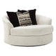 Swivel Chair | Oversized Round | Fabric Upholstered | Off White