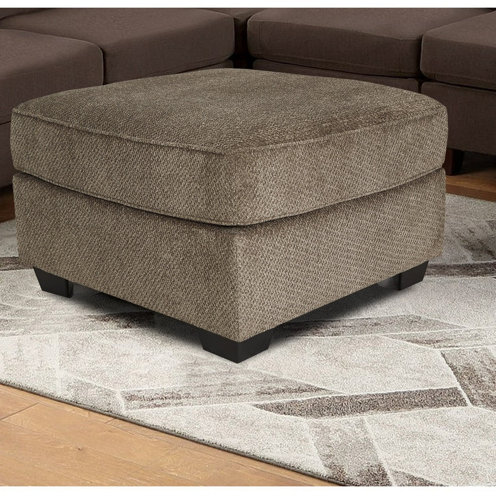 37" Upholstered Square Dual Layer Oversized Ottoman, Brown By Casagear Home