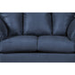 Fabric Upholstered Wooden Frame Loveseat with Pillow Armrest Blue By Casagear Home BM210754