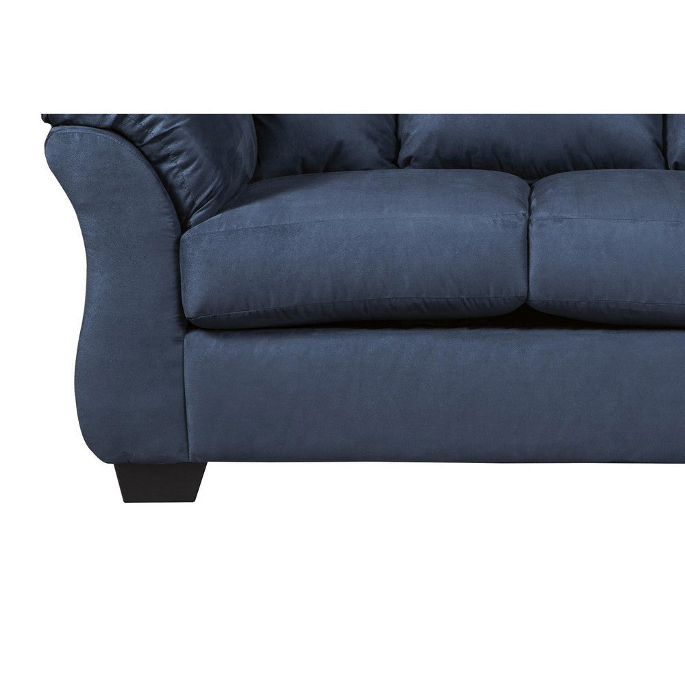 Fabric Upholstered Wooden Frame Loveseat with Pillow Armrest Blue By Casagear Home BM210754