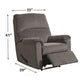 Recliner | Zero Wall | Pillow Top Arms | Fabric Upholstered | Gray