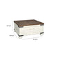 36’ Square Lift Top Storage Cocktail Table Brown and White By Casagear Home BM210779