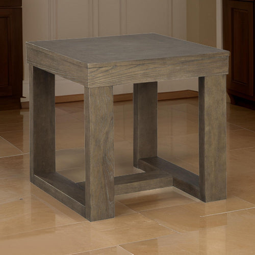 End Table | Grained Wood Frame | Trestle Base | 22" | Taupe Brown