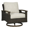 Swivel Lounge Chair | Handwoven Wicker | Set of 2 | Beige & Brown