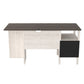 59 Inch Rectangular Home Office Wood Desk, File Drawer, Gray, White By Casagear Home