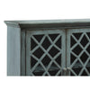 Cabinet | 4 Door | Lattice Glass | Bun Feet | Teal Blue