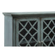 Cabinet | 4 Door | Lattice Glass | Bun Feet | Teal Blue