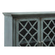 Lattice Design 4 Door Cabinet with Glass Inserts and Bun Feet Teal Blue By Casagear Home BM210796
