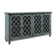 Cabinet | 4 Door | Lattice Glass | Bun Feet | Teal Blue