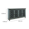 Cabinet | 4 Door | Lattice Glass | Bun Feet | Teal Blue