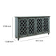 Cabinet | 4 Door | Lattice Glass | Bun Feet | Teal Blue
