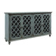 Cabinet | 4 Door | Lattice Glass | Bun Feet | Teal Blue