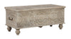Storage Bench | Wood | Medallion Pattern | Hinged Top | Antique White