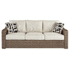 Ashley Sofa | Wicker Woven | Metal Frame | Fabric Cushions | Beige & Brown BM210822