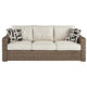 Ashley Sofa | Wicker Woven | Metal Frame | Fabric Cushions | Beige & Brown BM210822