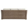 Ashley Sofa | Wicker Woven | Metal Frame | Fabric Cushions | Beige & Brown BM210822