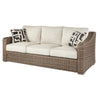 Ashley Sofa | Wicker Woven | Metal Frame | Fabric Cushions | Beige & Brown BM210822
