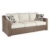 Ashley Sofa | Wicker Woven | Metal Frame | Fabric Cushions | Beige & Brown BM210822