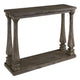 Ashley Rectangular Wooden Sofa Table with Square Baluster Legs, Gray