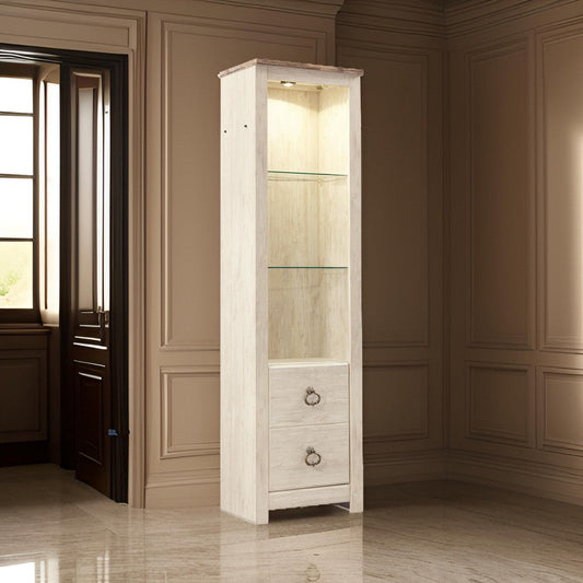 Pier Cabinet | Tall | 1 Door | 2 Glass Shelves | Antique White