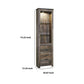 Tall Wooden Pier with 1 Door Cabinet and 2 Adjustable Glass Shelves, Brown By Casagear Home